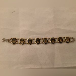 Vintage gold tone and black Paris France Monuments Bracelet